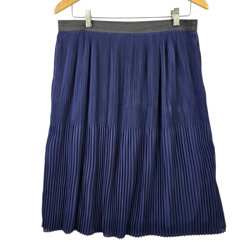 Jaclyn Smith Navy Pleated A-Line Skirt